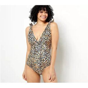 Kim Gravel x Swimsuits For All Tie Shoulder 1-Piece Suit Animal Reg 16 A481910